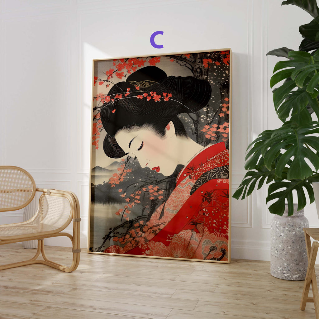 Japan Poster · Geschenkidee · Geisha Zen Minimalismus und Japanische Kunst · Dekoprint ohne Rahmen