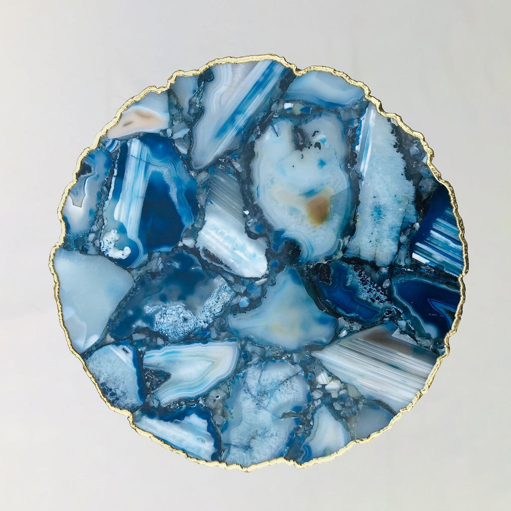 Blue Agate Side Table, Organic Edge
