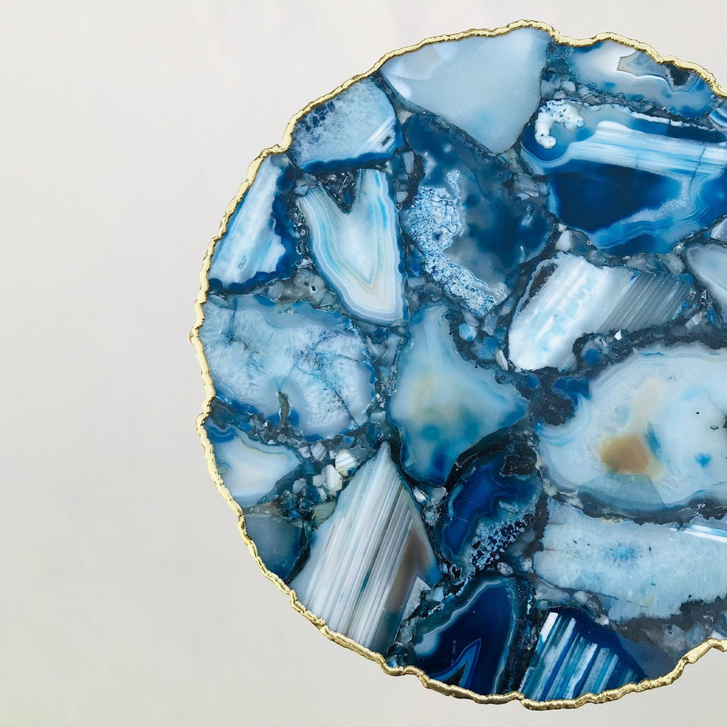 Blue Agate Side Table, Organic Edge