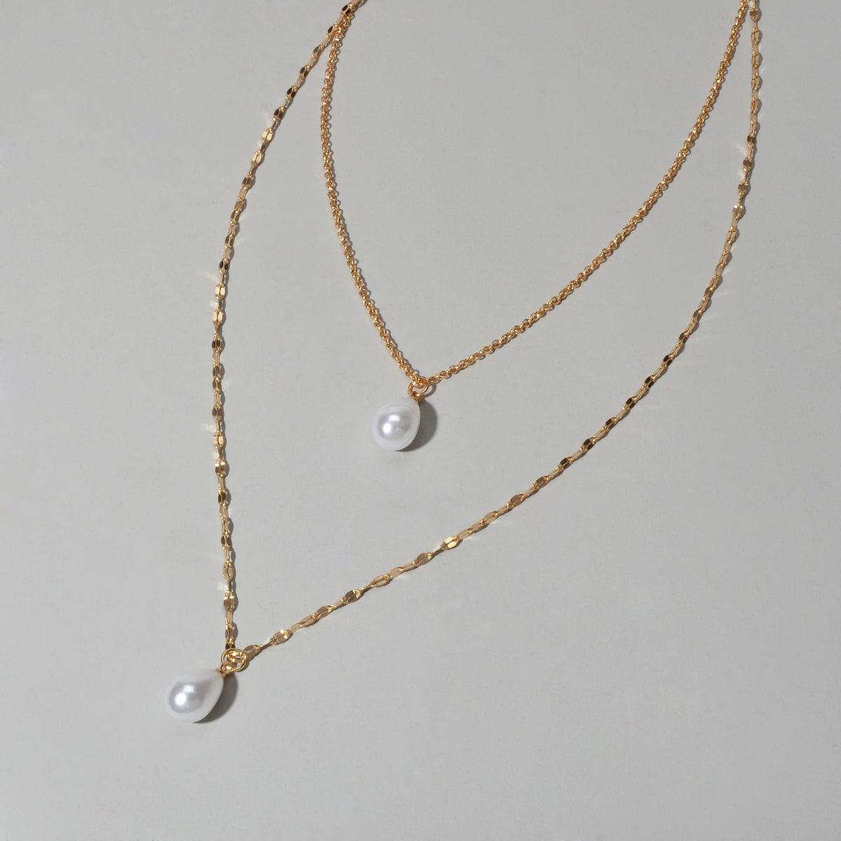 Fashion Double-layer Gold Chain Imitation Pearl Pendant Necklace Gift Jewelry