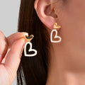 White Enamel Heart Drop Hypoallergenic Stud Earrings Dainty Gift for Women Girls
