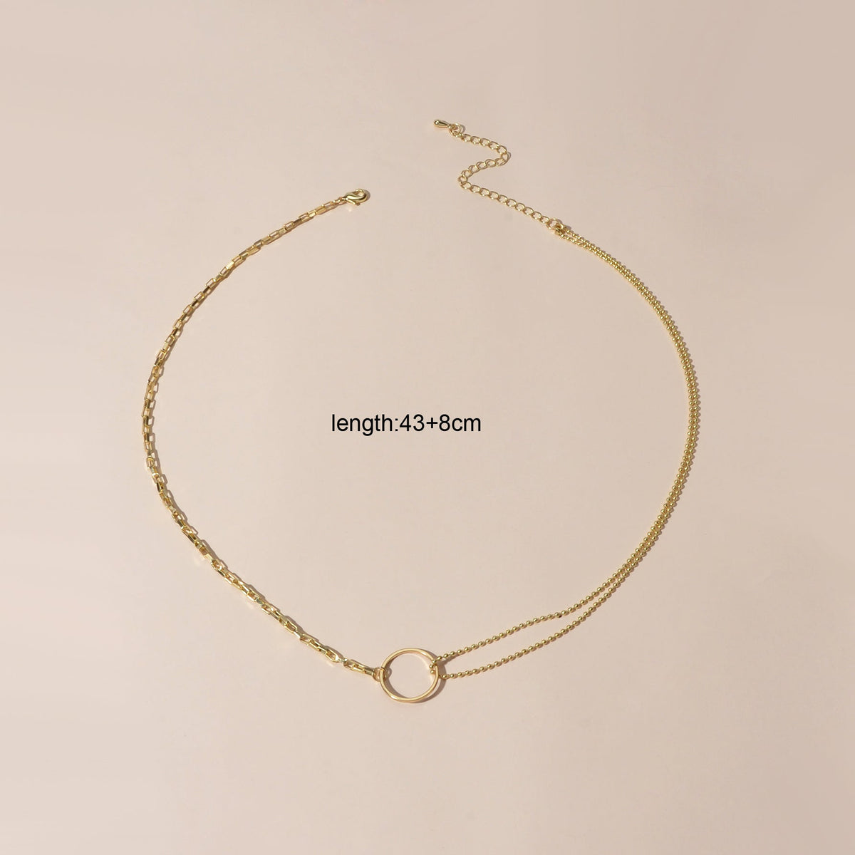 Minimalist Women Accessories Multiple Gold Popcorn Chain Circle Pendant Necklace