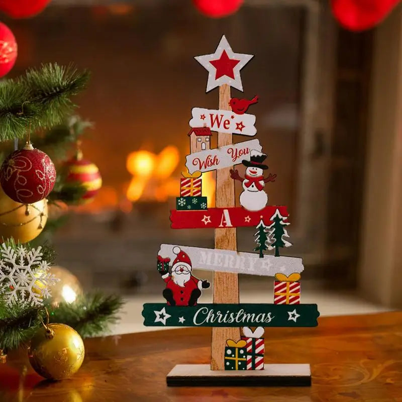 Desktop Christmas Tree Santa Claus DIY Decoration Wooden Christmas - Occasions > Christmas > Christmas Decorations at Dealshubindia