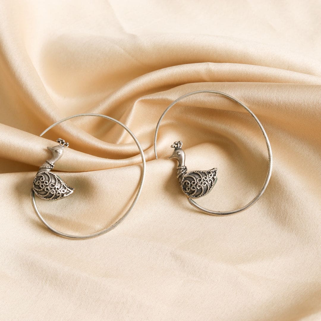 Peacock Hoop Earrings