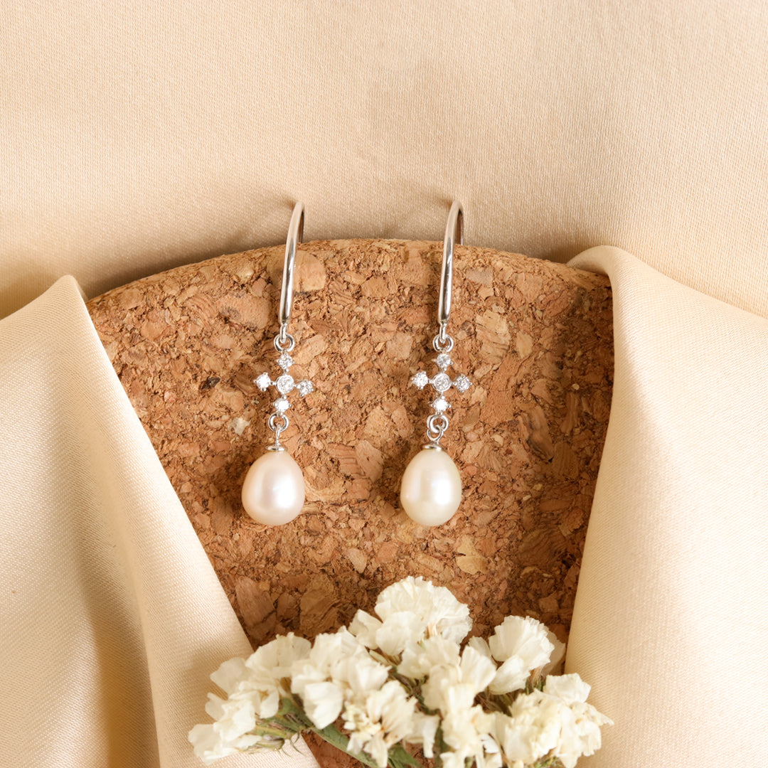 Zircon Pearl Drop Hooks