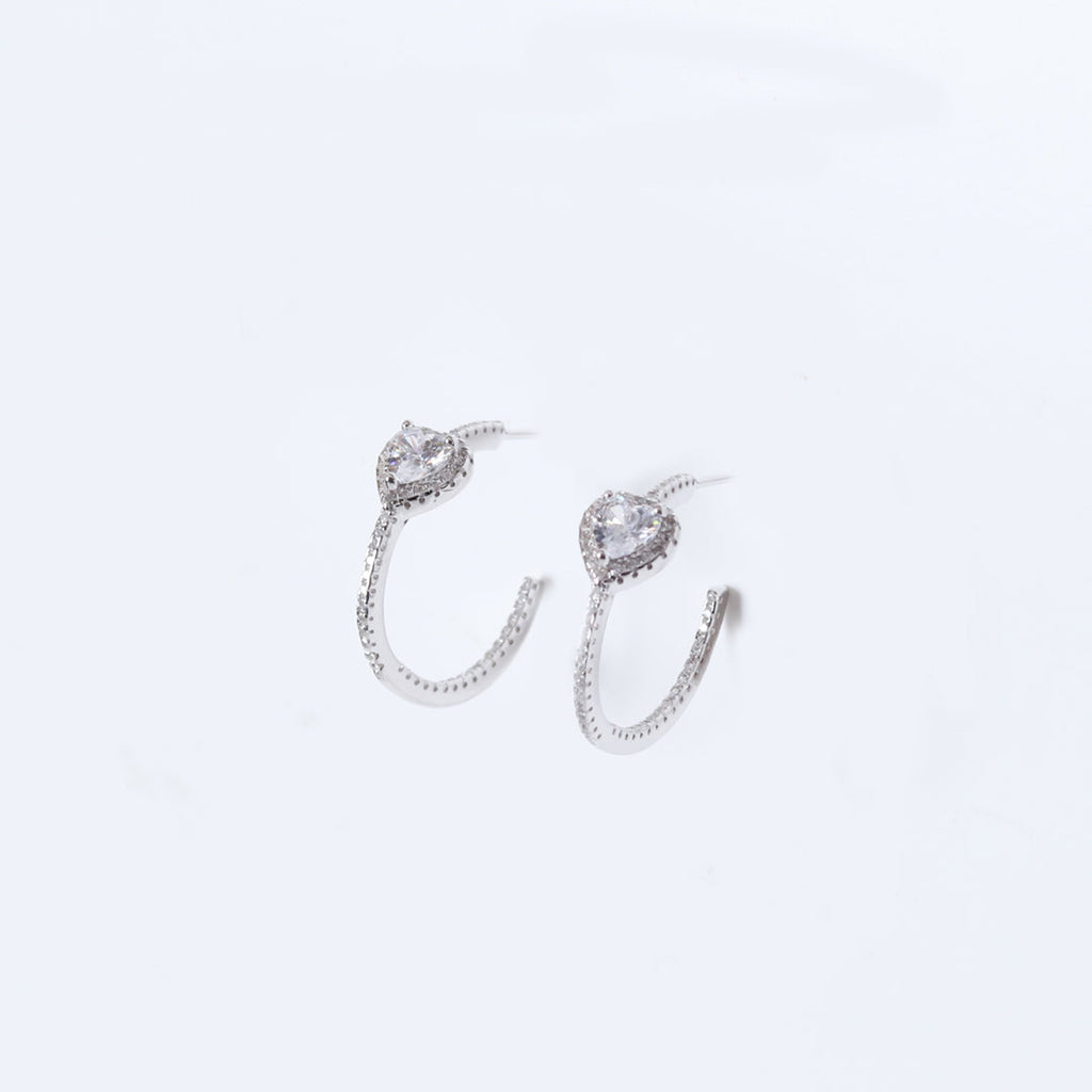 Zircon Heart Hoop Studds
