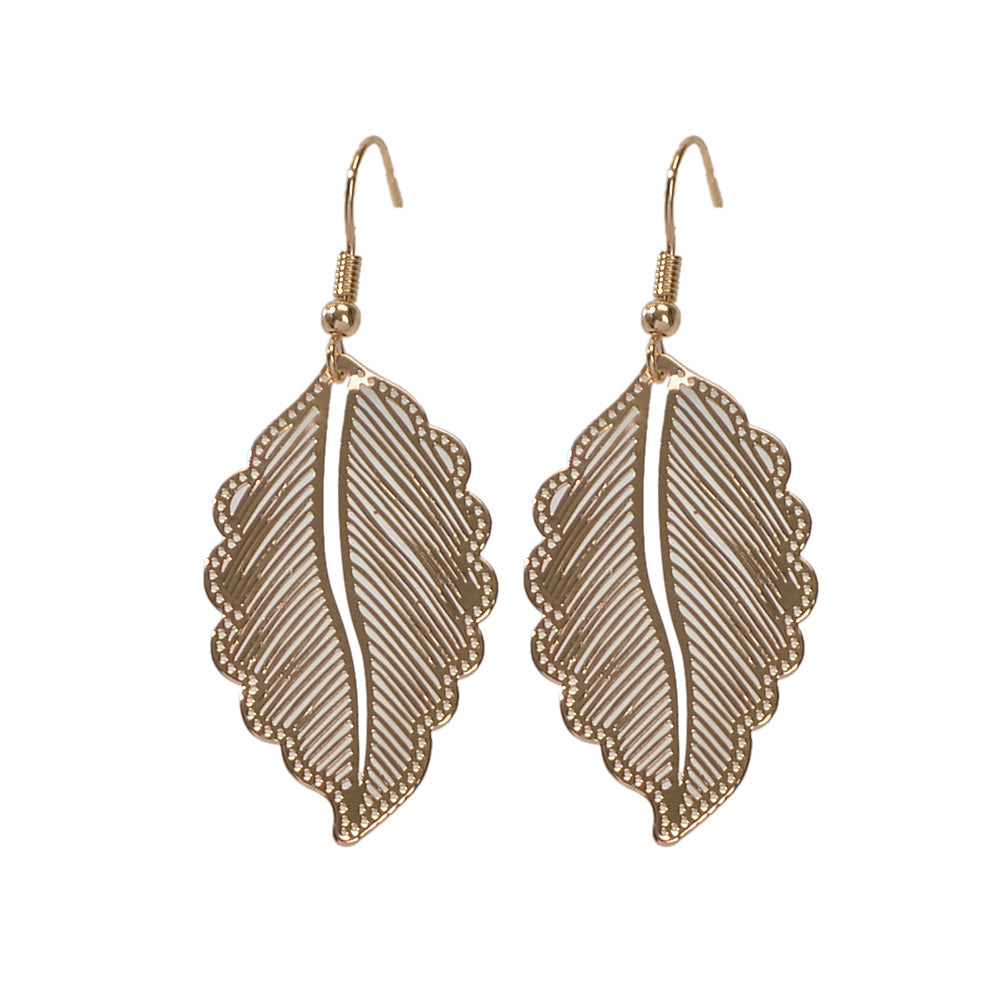 Hollow out Gold Tropical Leaf Drop Earrings Eardrop Accessories Dainty Jewellery