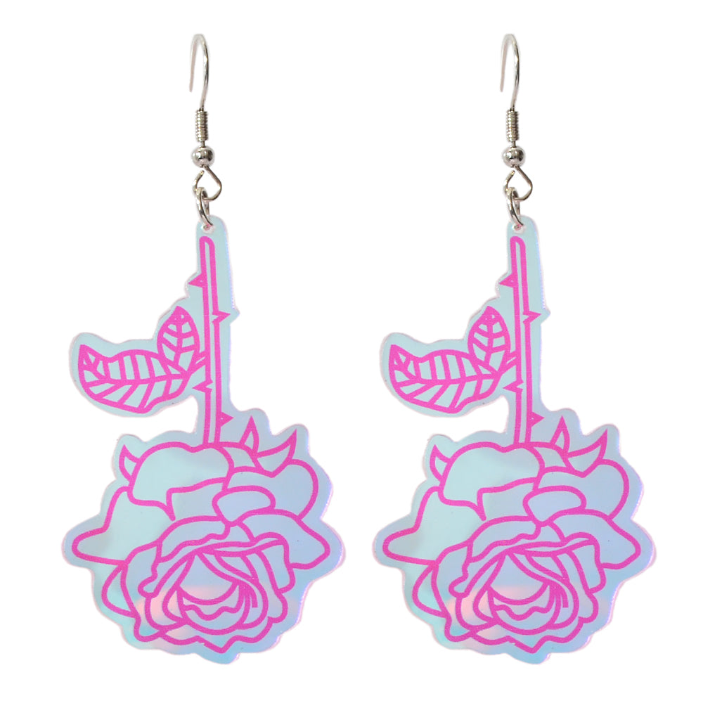 Unique Party Decoration Women Big Resin Hotpink Flower Dangle Female Earrings - Earrings at Dealshubindia