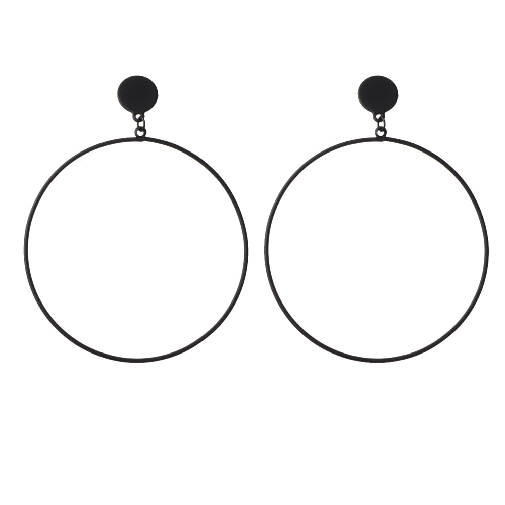 Punk Jewellery Black Minimalist Big Circle Drop Dangle Earrings Accessories Gift