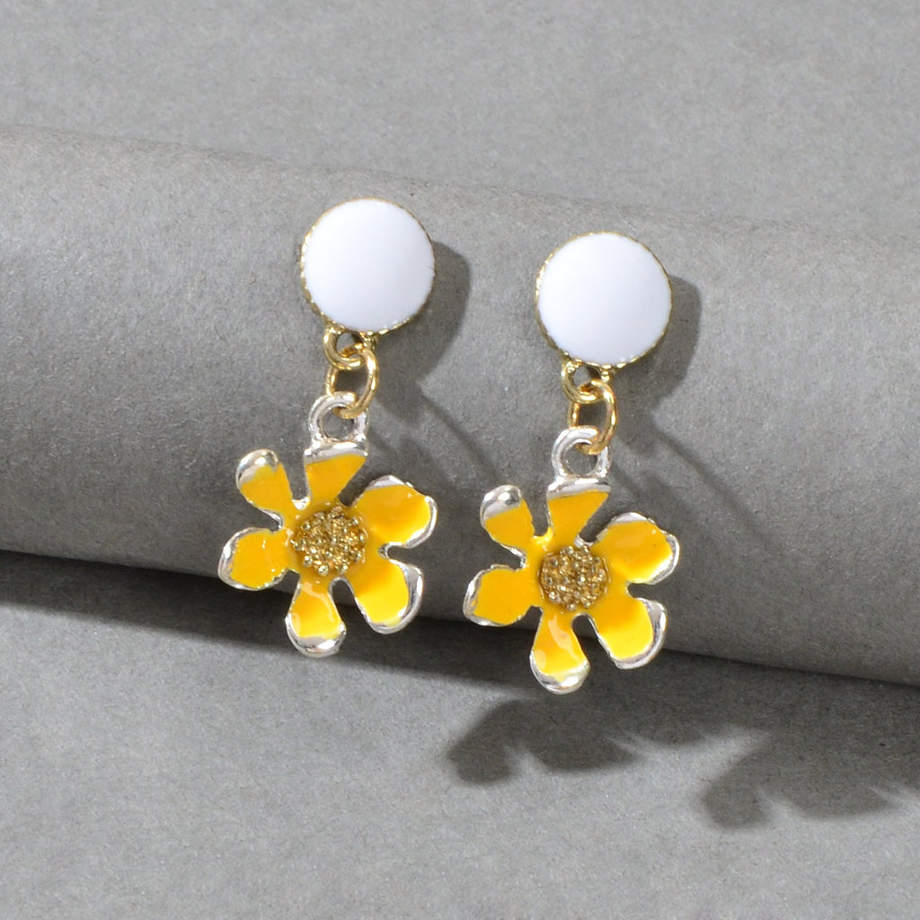 Boho Party Decoration Women Yellow White Flower Dangle Designer Jewellery Earrings