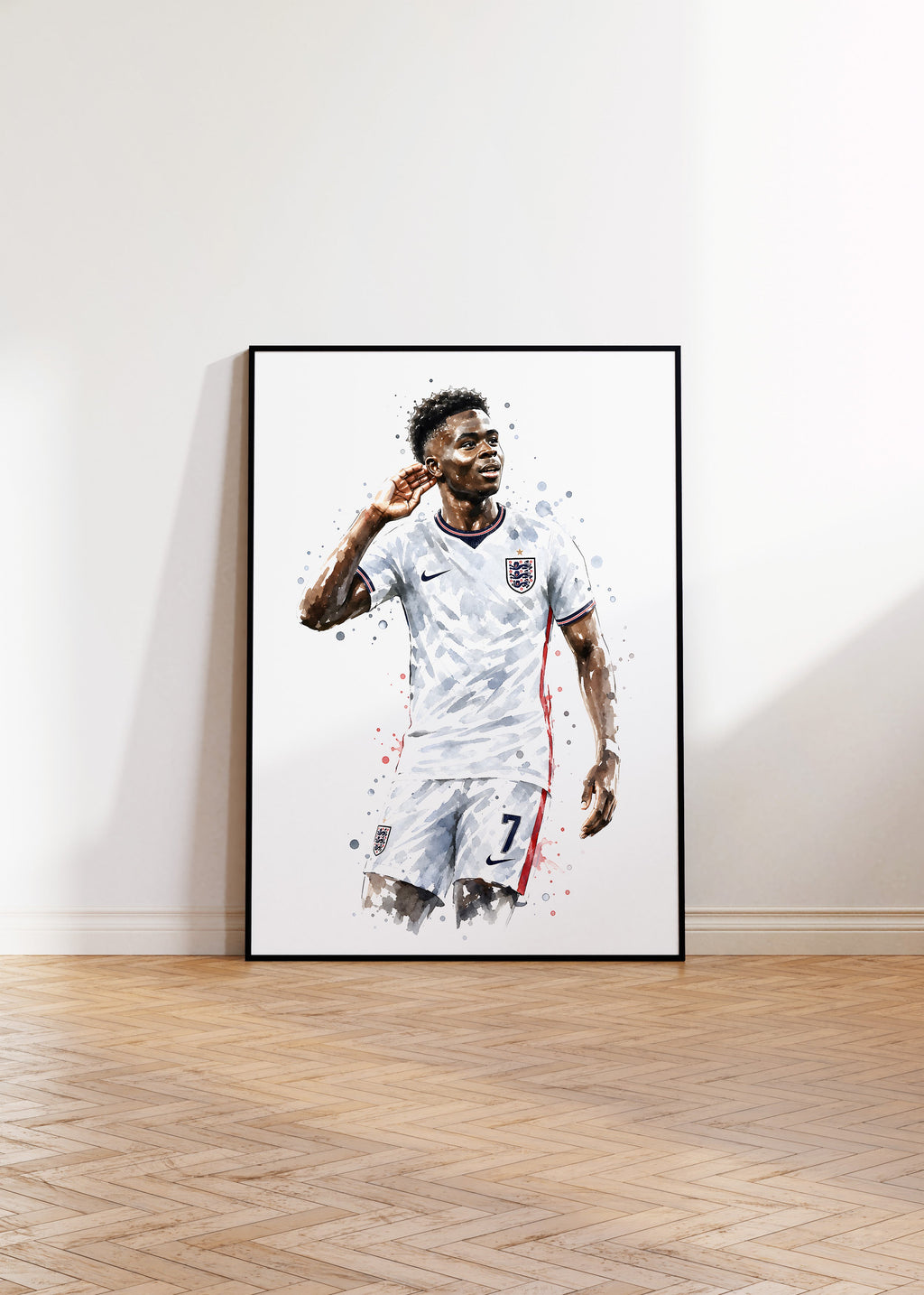 England Fussball Poster  · Geschenkidee · Aquarell Sport Wandbild · Deko Print ohne Rahmen
