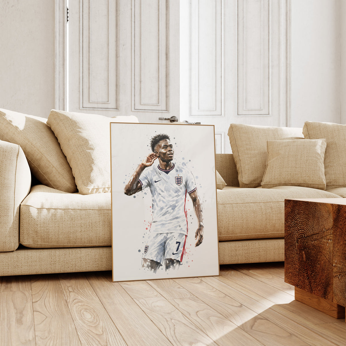 England Fussball Poster  · Geschenkidee · Aquarell Sport Wandbild · Deko Print ohne Rahmen
