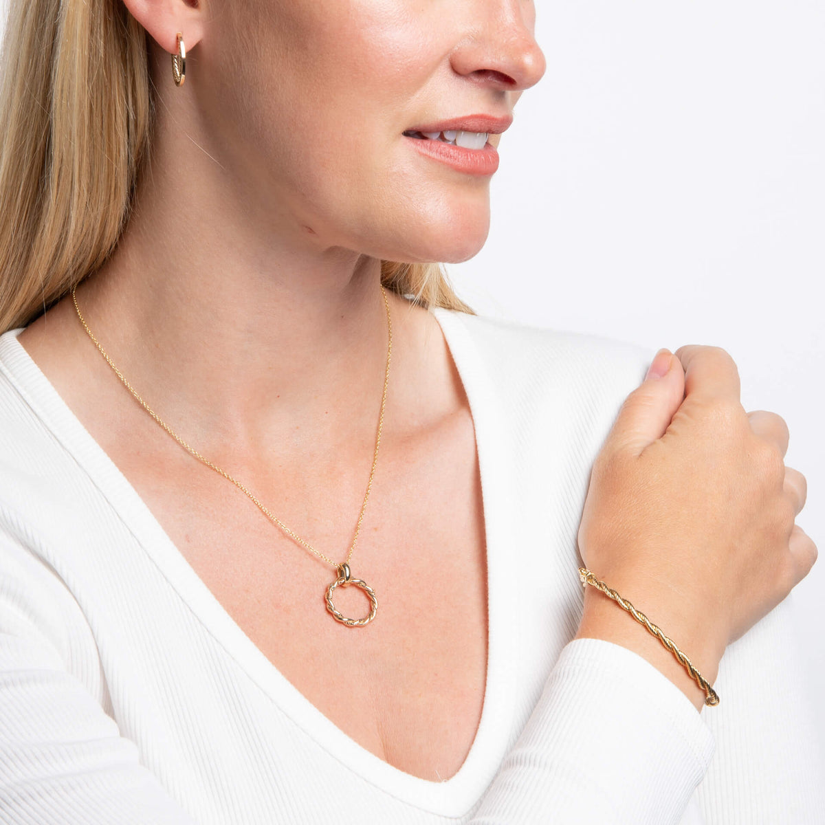 Elements Gold Rope Twist Bangle-3