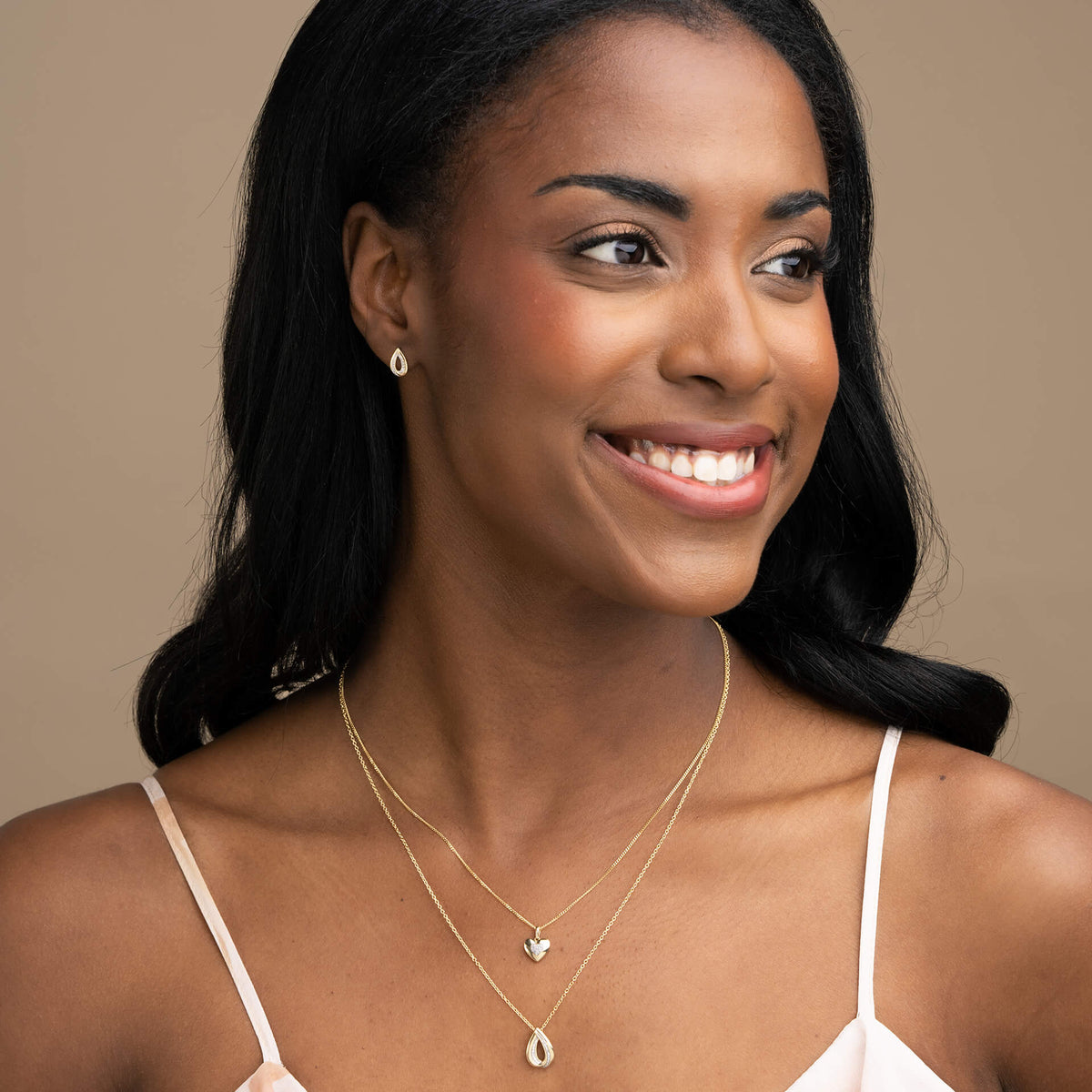Elements Gold Cut Out Diamond Teardrop Pendant-3