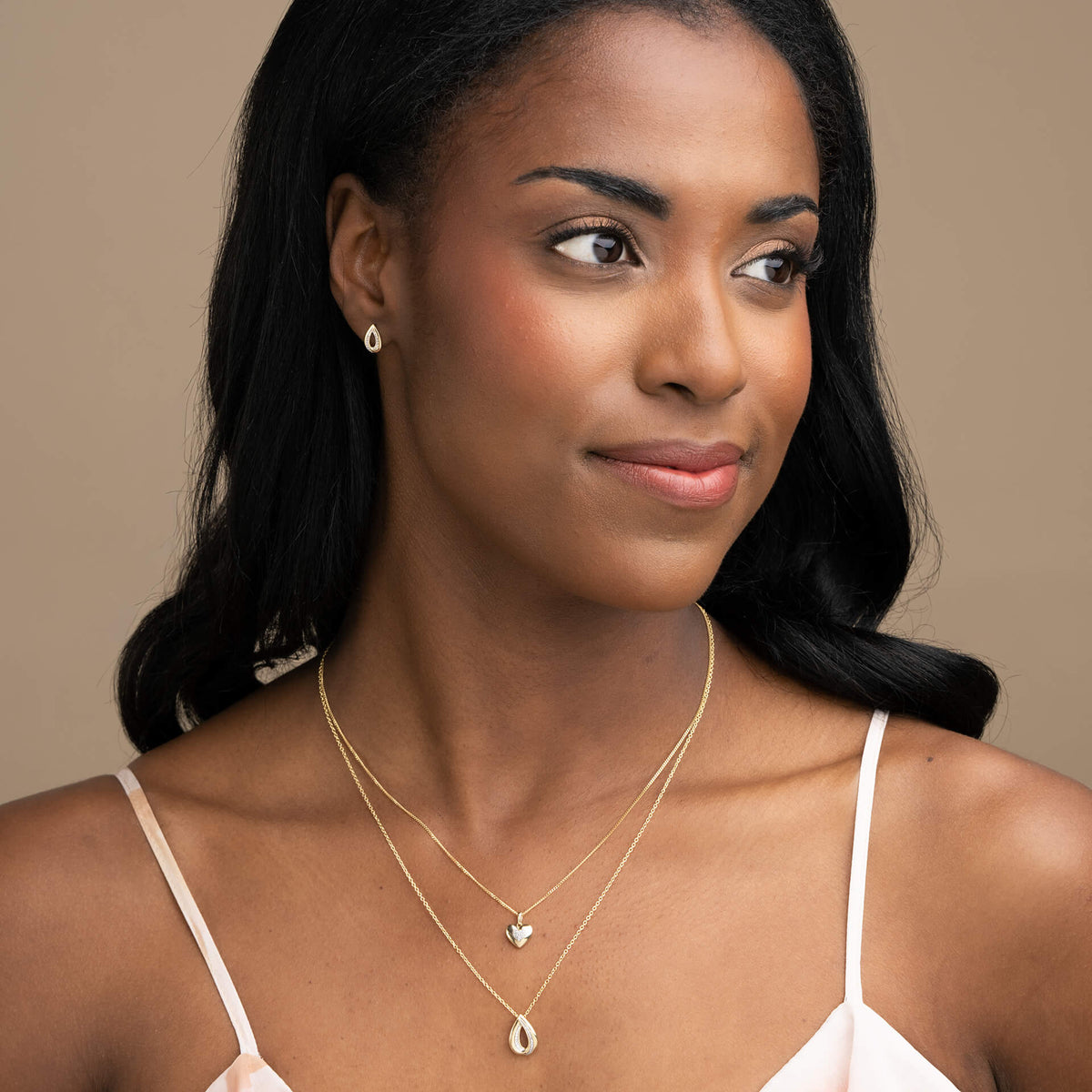Elements Gold Pavé Diamond Heart Pendant-4