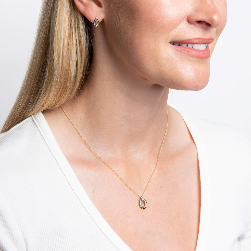Elements Gold Cut Out Diamond Teardrop Pendant-2