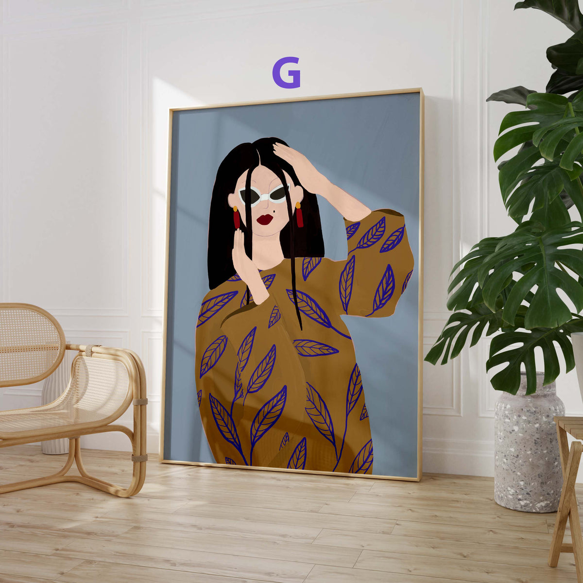 Frauen Porträt Poster · Geschenkidee · Moderne feminine Kunst und abstrakte Formen · Dekoprint ohne Rahmen