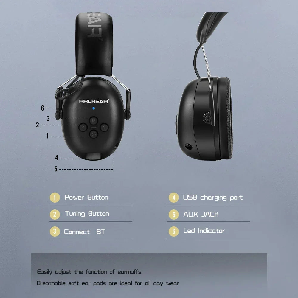 Bluetooth Electronic Earmuffs Black - Headphones at Dealshubindia
