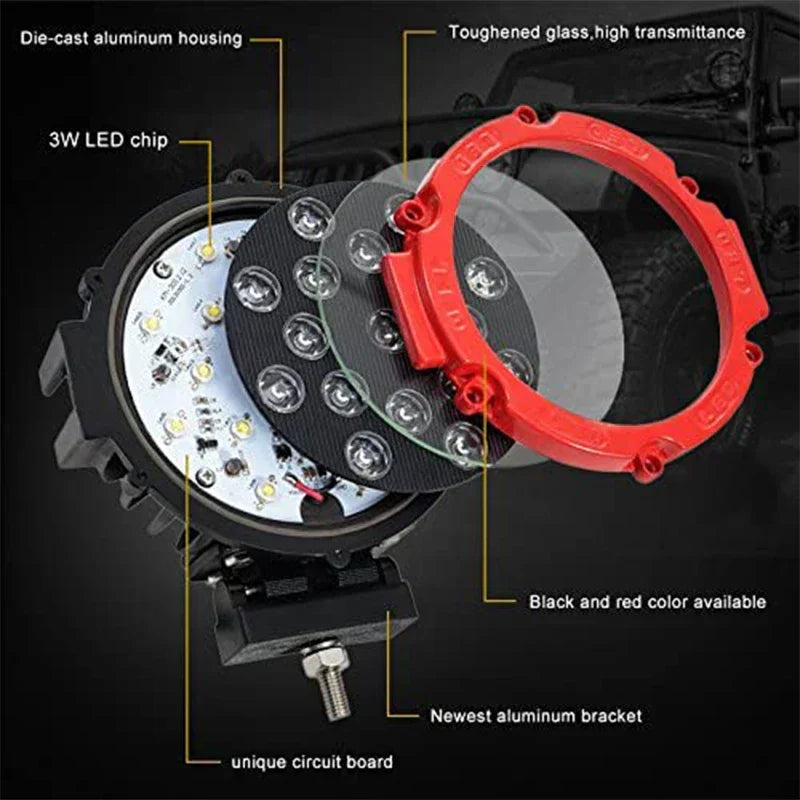 7-inch LED Light Bar 51W - 4x4 Off-Road Accessories
