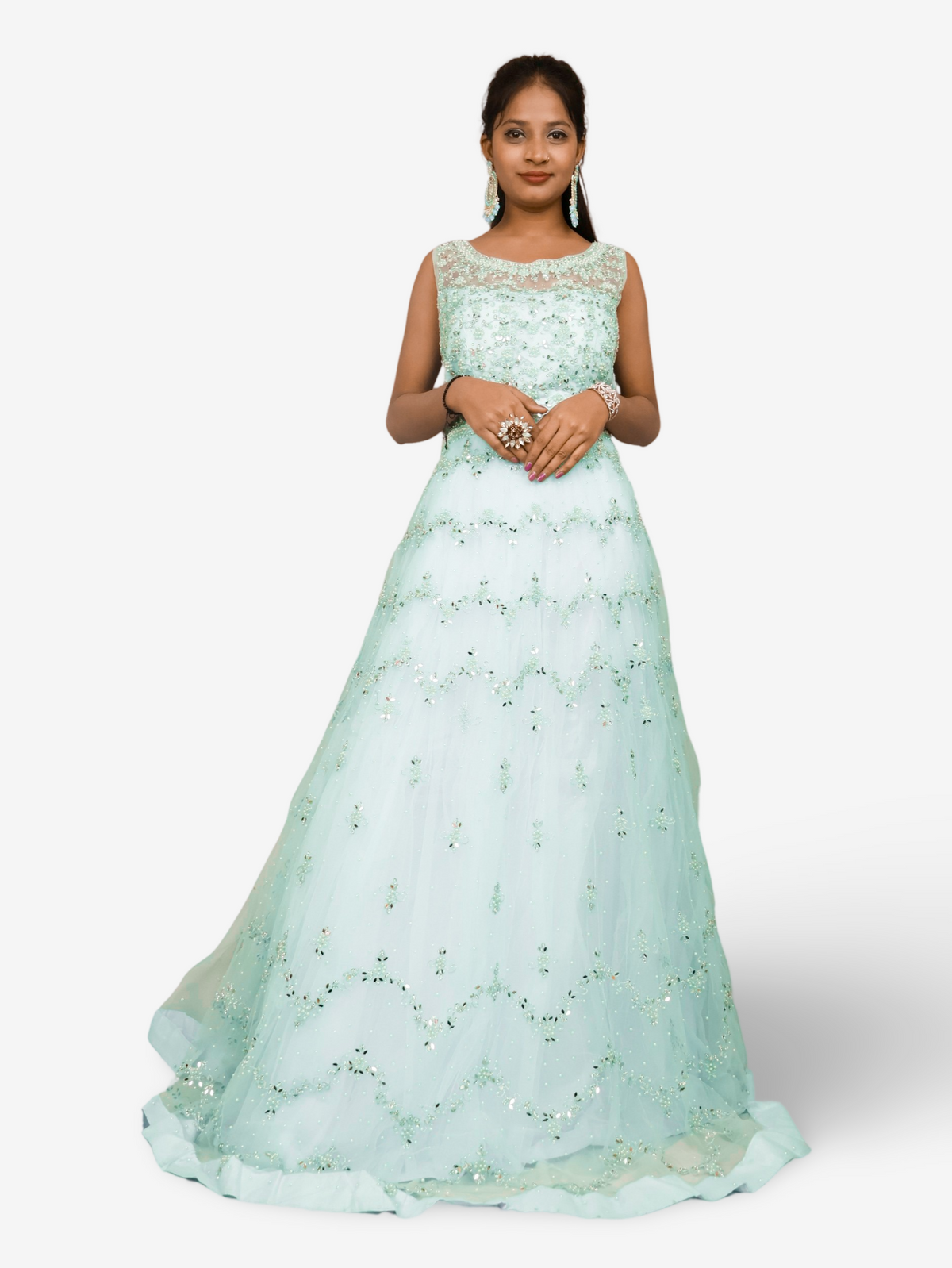 Gown with Pearls & Sequin by Shreekama