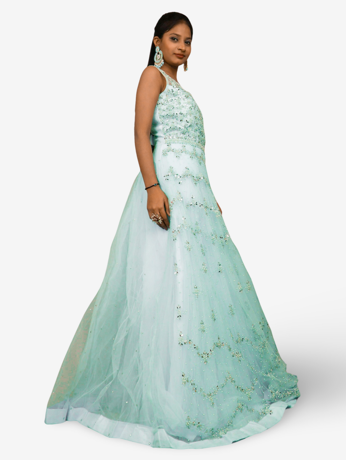 Gown with Pearls & Sequin by Shreekama