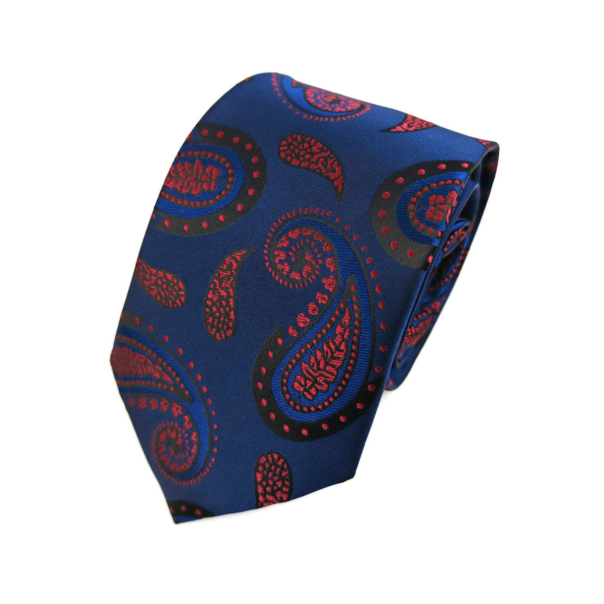Blue Burgundy Paisley Tie & Pocket Square Set - Handkerchief at Dealshubindia