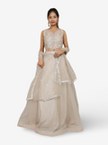Multi color lehenga with choli peals work and sequins with dupatta for women by Shreekama