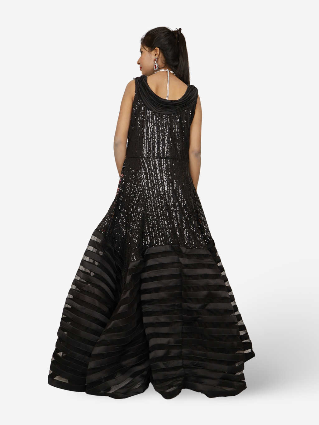 Gown with heavy Rose Gold & Gold Sequin Work