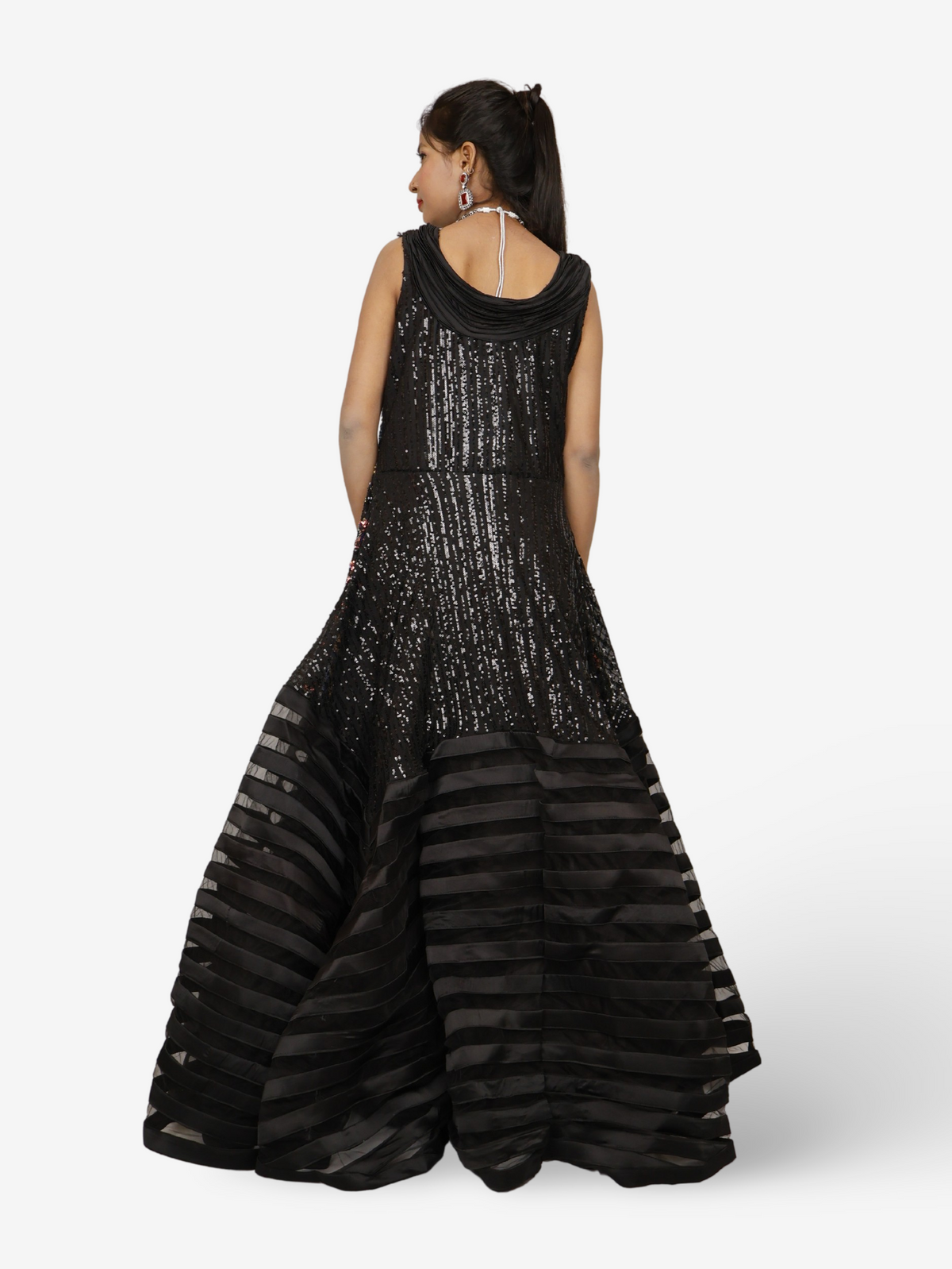 Gown with heavy Rose Gold & Gold Sequin Work
