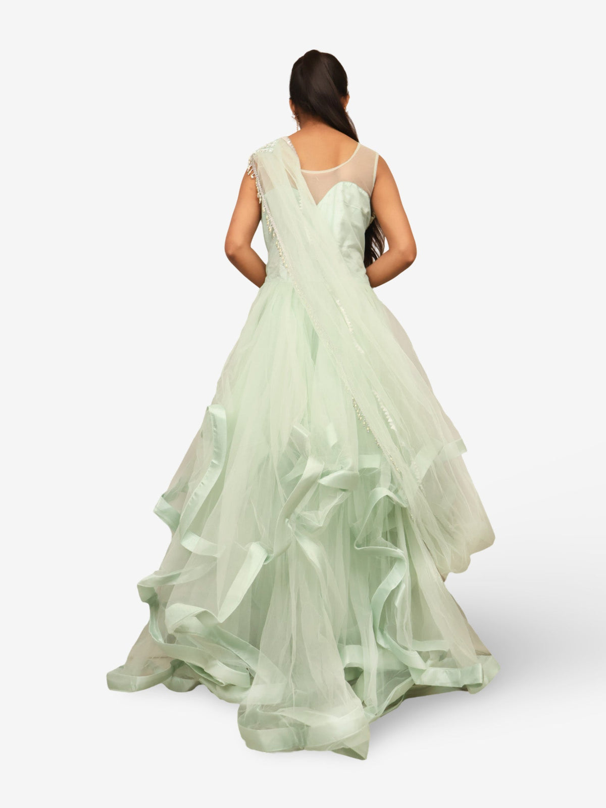 Gown with Stone & Beads Work by Shreekama - Designer Gowns at Dealshubindia