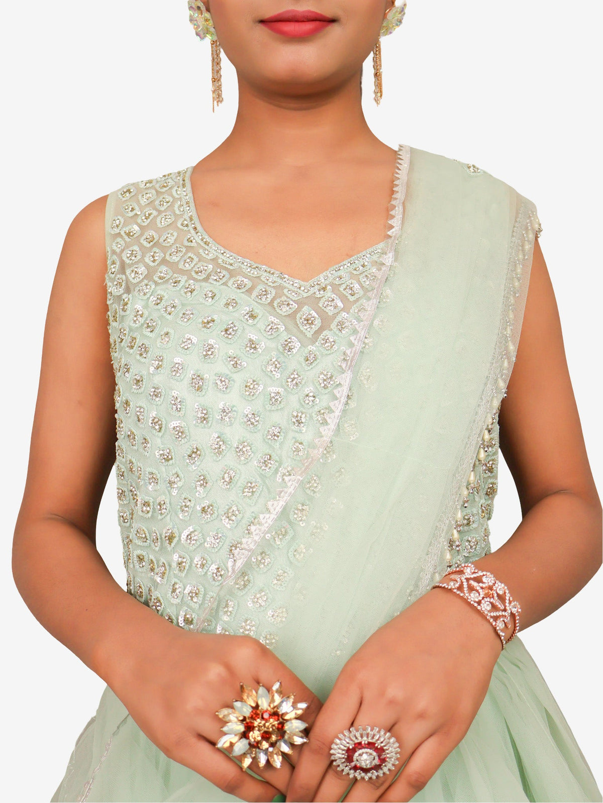 Gown with Stone & Beads Work by Shreekama - Designer Gowns at Dealshubindia