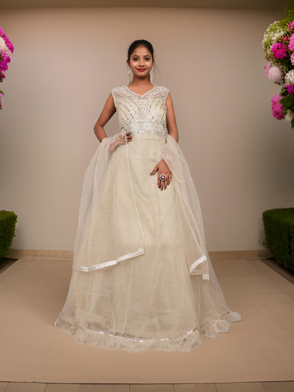 Gown with Embroidery & Glitter Work by Shreekama