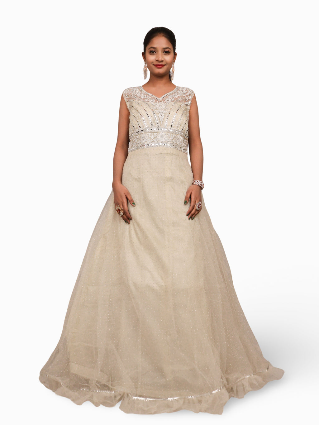 Gown with Embroidery & Glitter Work by Shreekama