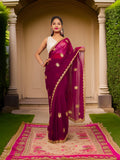 Designer Saree with Kundan & Zari Thread Work by Shreekama