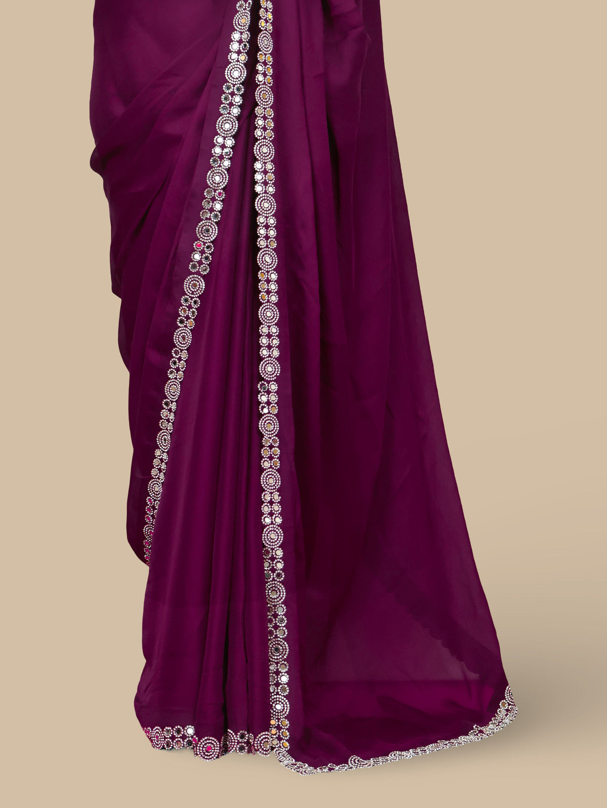 Designer Saree with American Diamond & Mirror Work by Shreekama