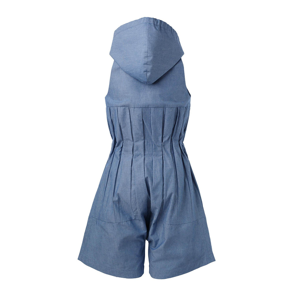 The Hooded Denim Jumpsuit — Blue