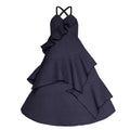 Black Waffle Cotton Gown for Girls