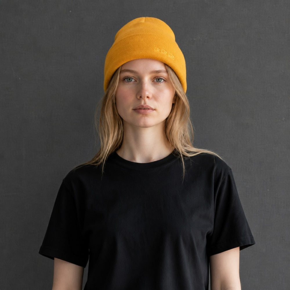 K5001R | ORTLES - Unisex Knit Beanie Made in Italy. Yellow