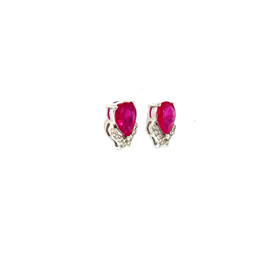 Ruby and Diamond Earring in 14K White Gold - KGT 33250