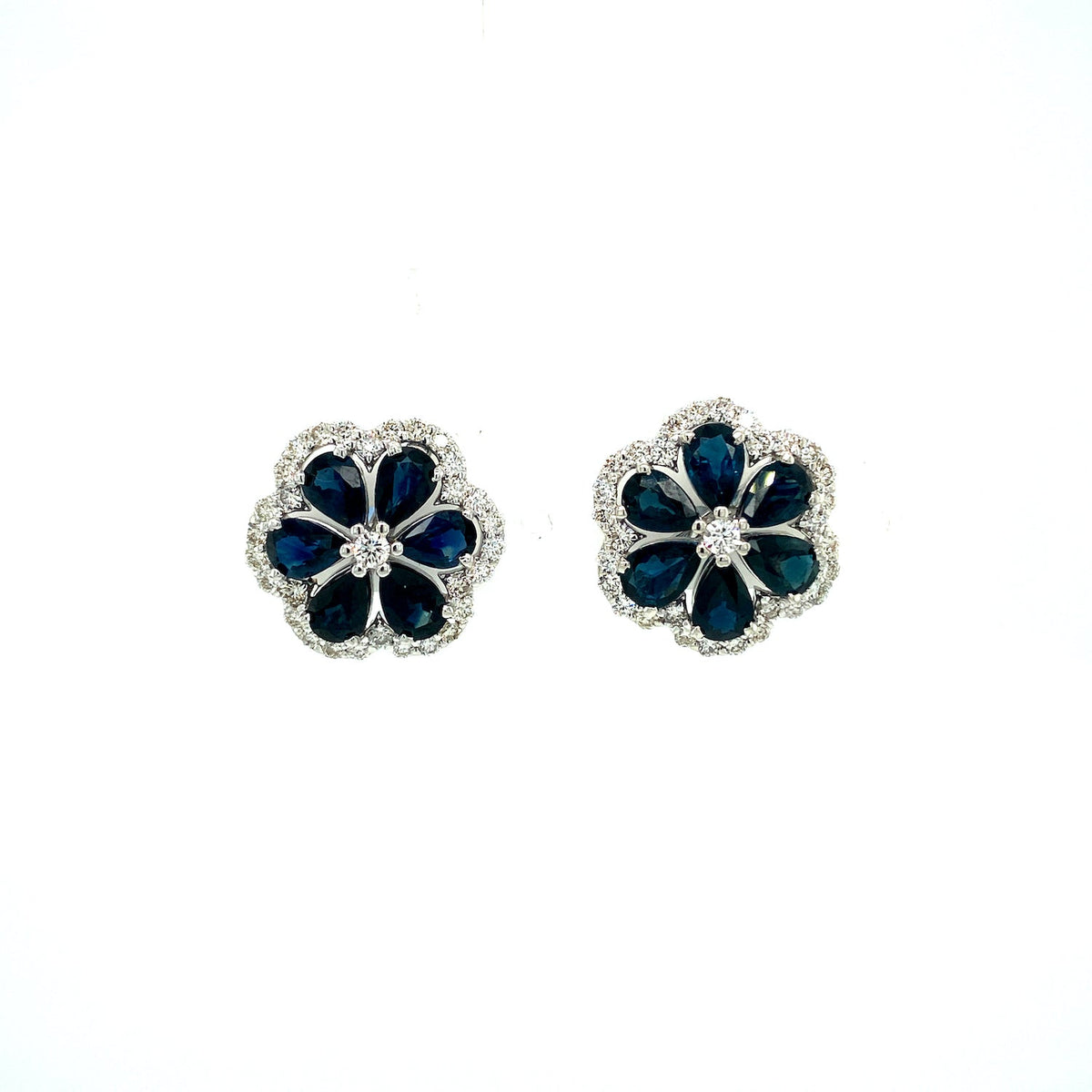 Sapphire and Diamond Earrings in 18K White Gold - KGT 33307