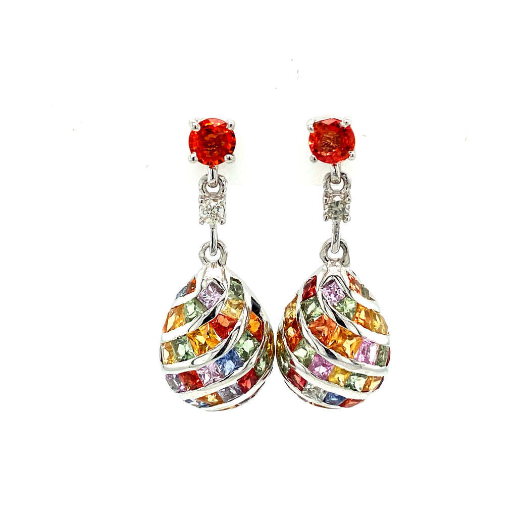 Multi Sapphire Earring in .925 Sterling Silver - KST 59799