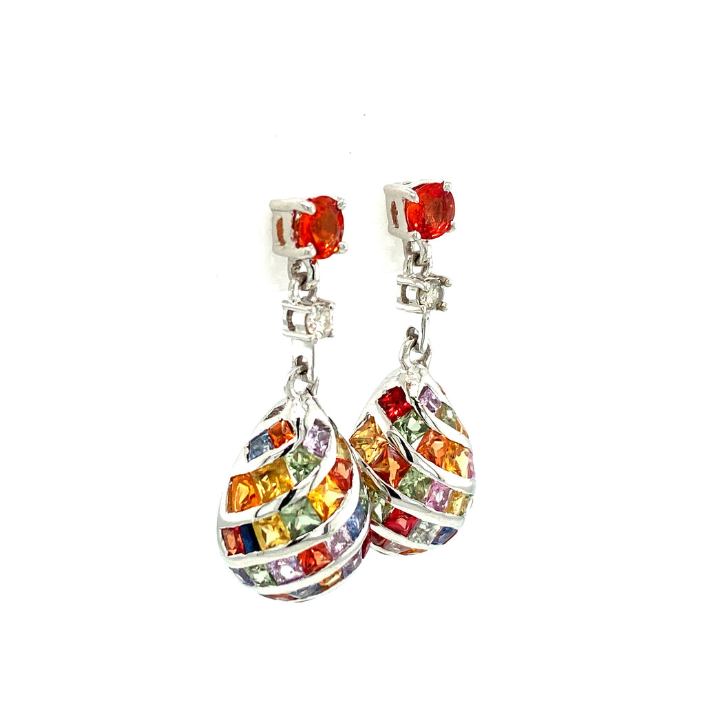 Multi Sapphire Earring in .925 Sterling Silver - KST 59799