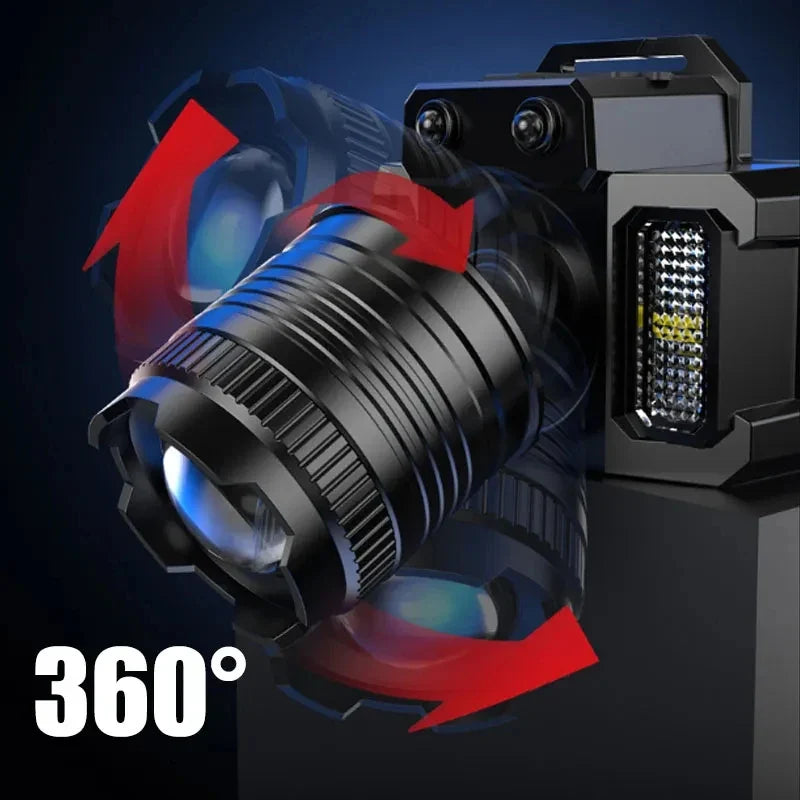 NNEOBA LED Sensor Headlamp Rechargeable Camping Search Light