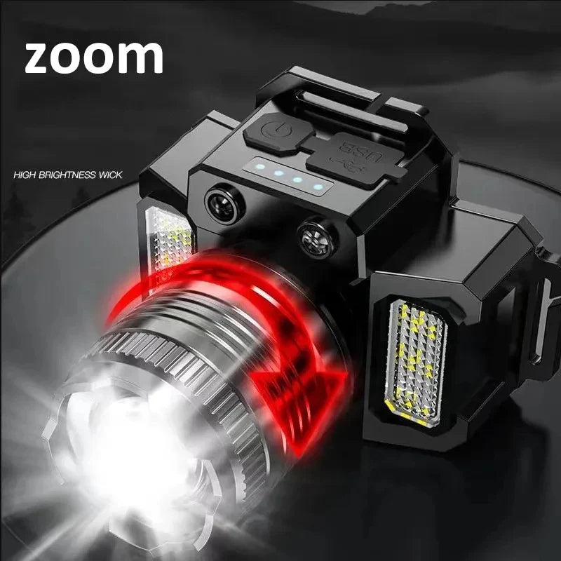 NNEOBA LED Sensor Headlamp Rechargeable Camping Search Light