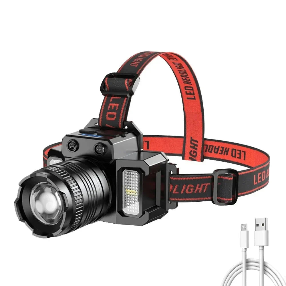 NNEOBA LED Sensor Headlamp Rechargeable Camping Search Light