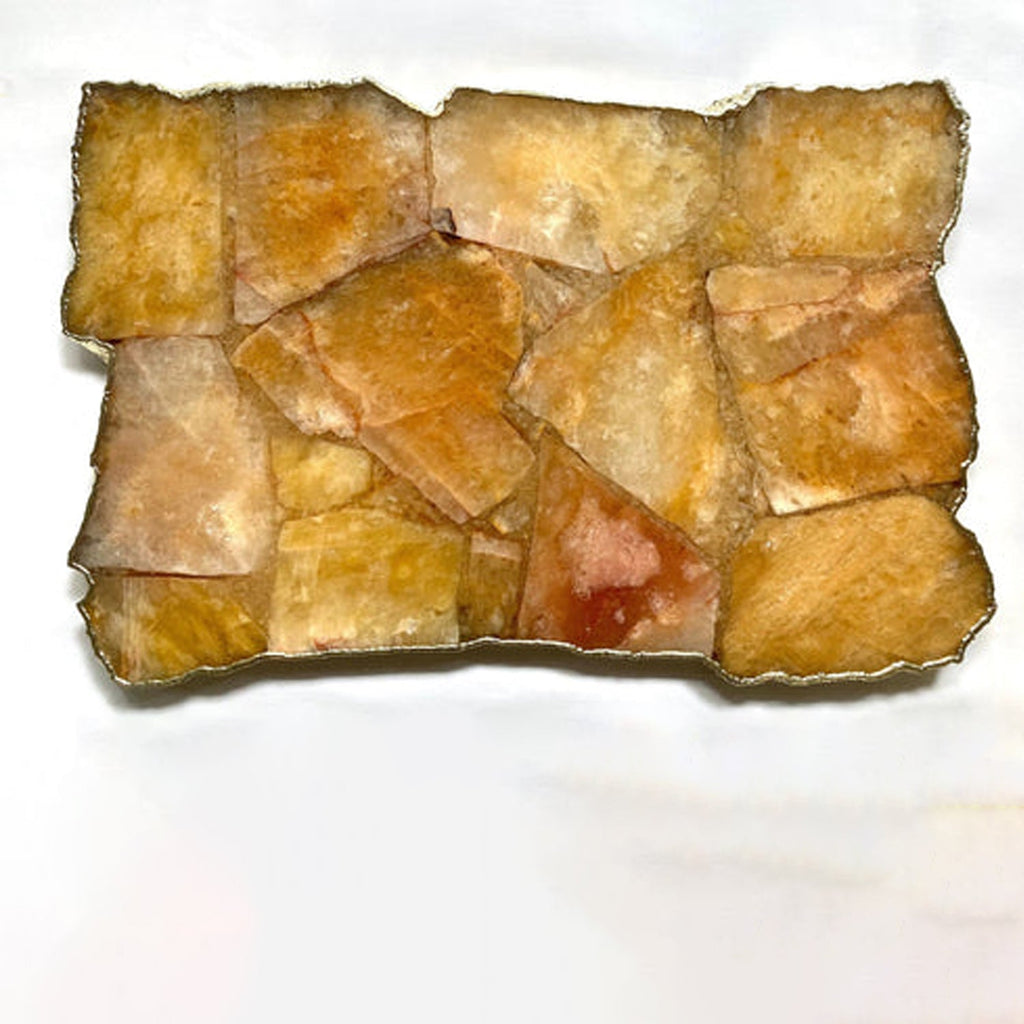 Large Golden Brown Agate Cheese Platter/Tray 10"x15"