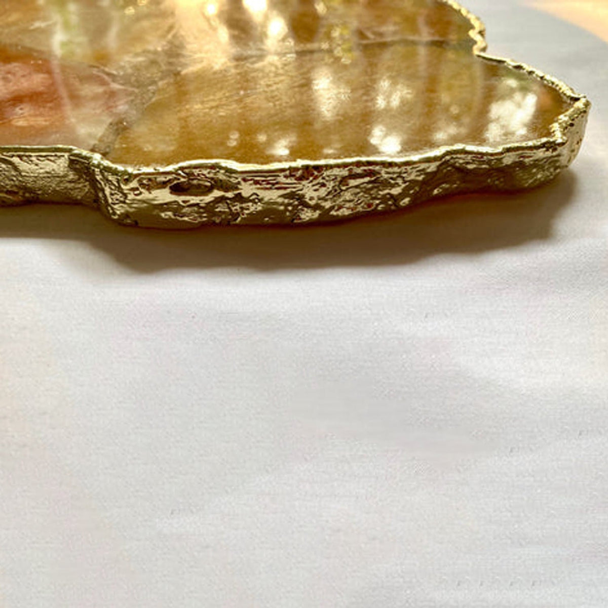 Large Golden Brown Agate Cheese Platter/Tray 10"x15"