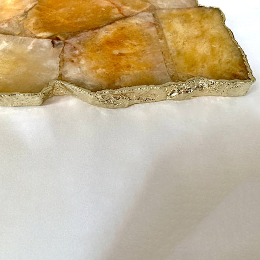 Large Golden Brown Agate Cheese Platter/Tray 10"x15"