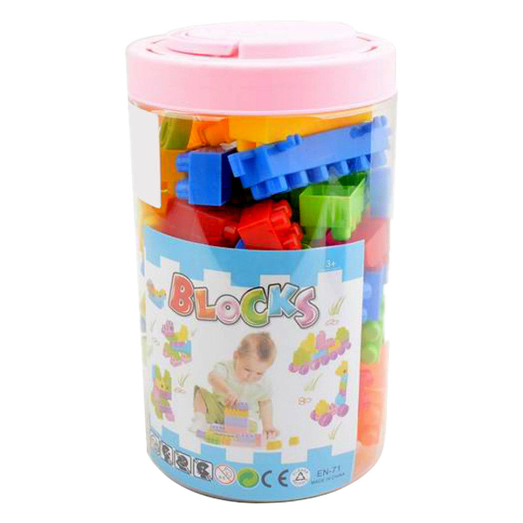 Építõkocka klt., 106 db,  kerékkel, 12x20 cm pvc henger