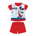 Summer short sleeve cotton baby pajamas - Disney Mickey Mouse - striped - red - 80
